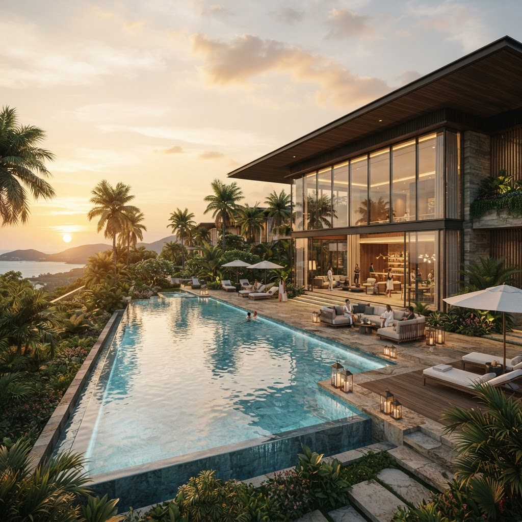 五星級綠化會所泳池及園林